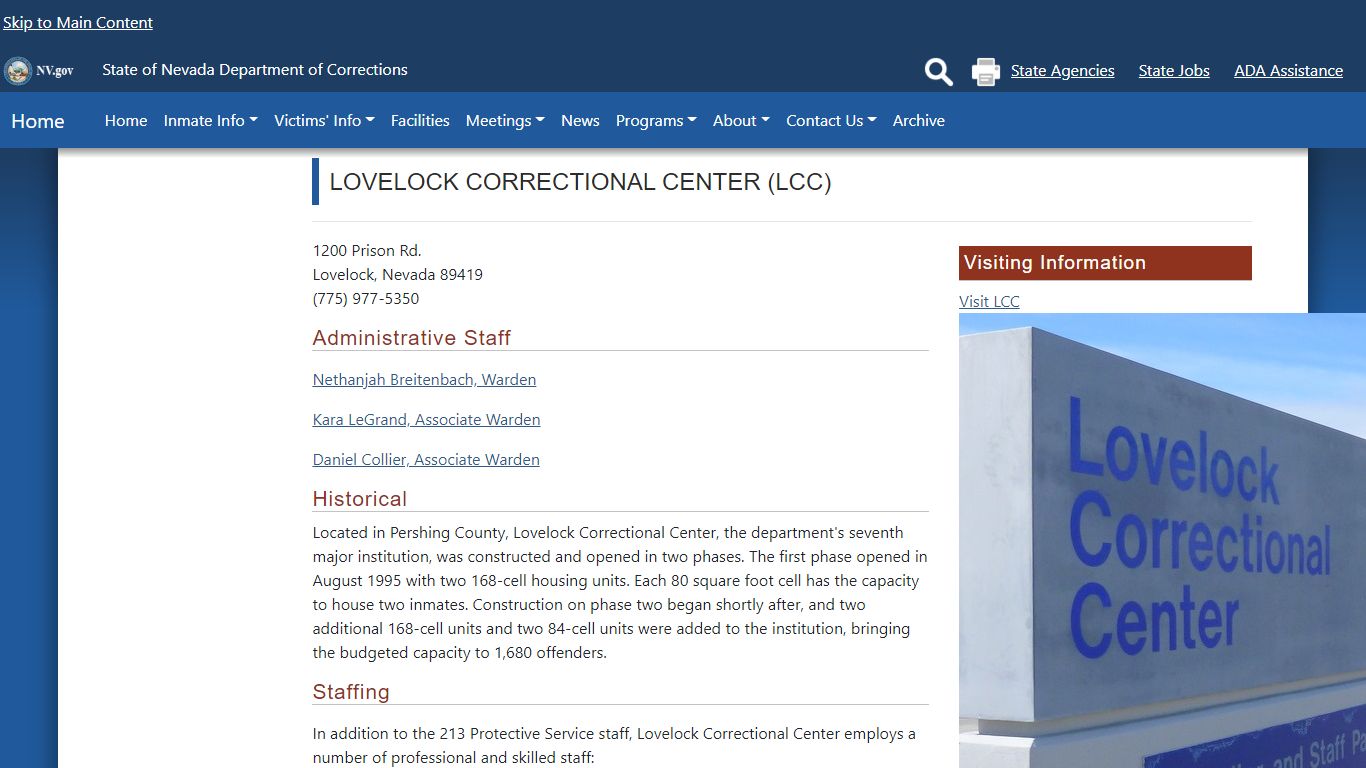 Lovelock Correctional Center Facility | Nevada Department of Corrections