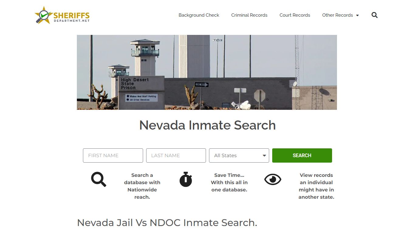 Nevada Inmate Search: Lookup NDOC Prison and County Jail Records.